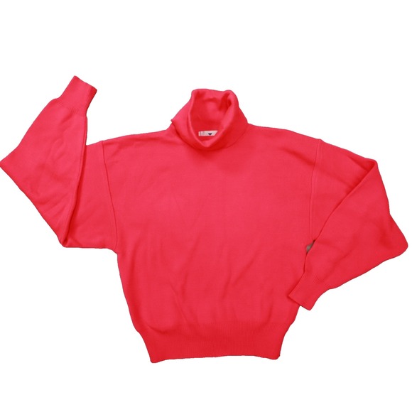 Obermeyer Sport Vintage 80s Pink Turtleneck Sweater Wool Blend size Medium Retro - Picture 1 of 6